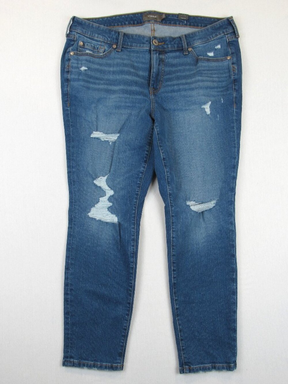 Torrid Feel The Fit Jeans Women's Size 14R Blue Medium Wash Distressed Stretch